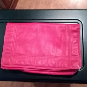 MARKED DOWN Burdine's red leather clutch bag